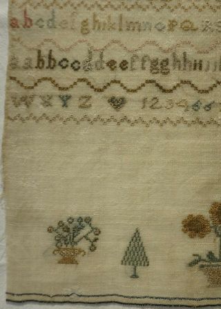 EARLY/MID 19TH CENTURY UNFINISHED ALPHABET & MOTIF SAMPLER - c.  1840 6