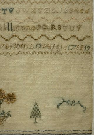 EARLY/MID 19TH CENTURY UNFINISHED ALPHABET & MOTIF SAMPLER - c.  1840 7