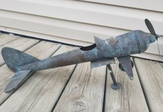 Vintage Copper Airplane Weather Vane 21 