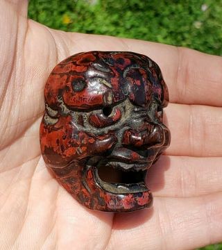 Antique Japanese Netsuke Noh Oni Devil Mask Hannya 18th Or Early 19thc
