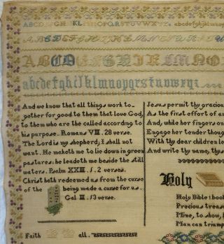 MID 19TH CENTURY UNFINISHED MOTIF & QUOTATION SAMPLER BY JANE UNDERHILL - 1869 4