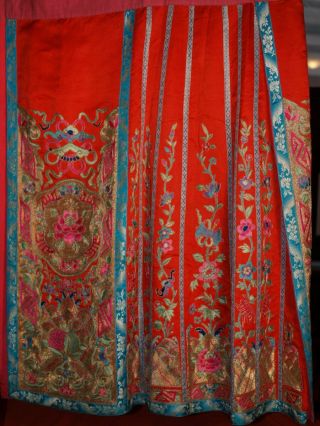 Qing Dynasty Ch ing Dynasty ANTIQUE CHINESE RED WEDDING SKIRT 2
