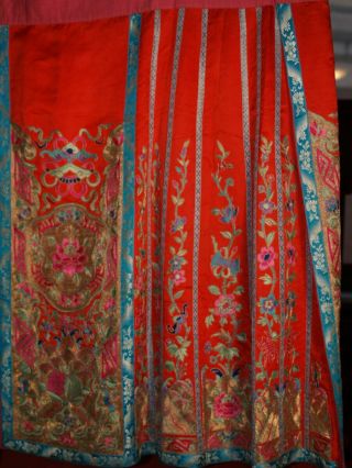 Qing Dynasty Ch ing Dynasty ANTIQUE CHINESE RED WEDDING SKIRT 3