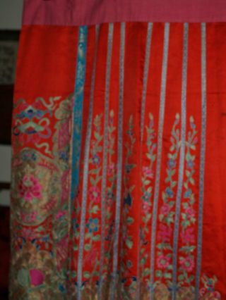 Qing Dynasty Ch ing Dynasty ANTIQUE CHINESE RED WEDDING SKIRT 5