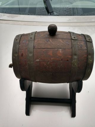 9 " Antique Wooden Whiskey Barrel Cask Keg Flask Canteen