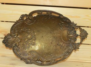 Antique Victorian Ornate Floral Brass Footed Bowl