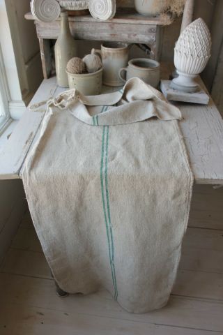GRAINSACK hemp linen grain sack RUSTIC primitive textile old WASHED GREEN bag 4