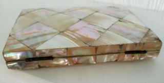 FINE ANTIQUE MOTHER OF PEARL HINGED CONCERTINA CALLING CARD CASE BOX PURSE C1880 10