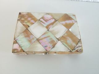 FINE ANTIQUE MOTHER OF PEARL HINGED CONCERTINA CALLING CARD CASE BOX PURSE C1880 2