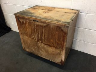 Box Trolley Mid - Century Textile Mill Cart Laundry chest 9