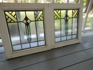 Jw - 38 - Pm Lovely Leaded Stained Glass Window W/double Protective Glass F/england