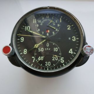 AChS - 1 CHRONOGRAPH military AirForce Cockpit Clock USSR Tu134 MIG21 Mi9 3