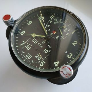 AChS - 1 CHRONOGRAPH military AirForce Cockpit Clock USSR Tu134 MIG21 Mi9 4