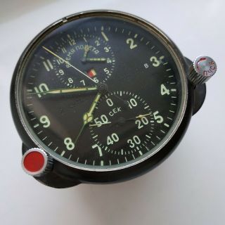 AChS - 1 CHRONOGRAPH military AirForce Cockpit Clock USSR Tu134 MIG21 Mi9 5