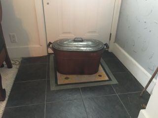 Vintage Large Copper Boiler Wash Tub Basin With Lid