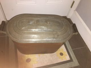 Vintage Large Copper Boiler Wash Tub Basin with Lid 3