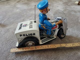 2x NOMURA TIN TOY,  Patrol Auto - Tricycle & TRAFFIC policeman 1950s Japan - - 6
