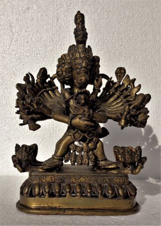Old Tibetan Or Nepalese Brass Yamāntaka Figure