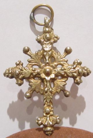 Very Rare Post - Medieval Silver Pendant Cross With Gold Plated 178