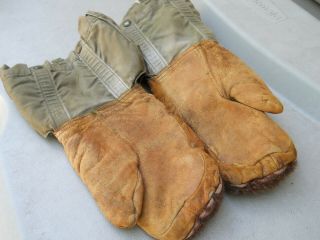 Vintage 1951 Military Artic Mittens Gloves M - 1949 MFG 1951 Korean War GRN Size M 2