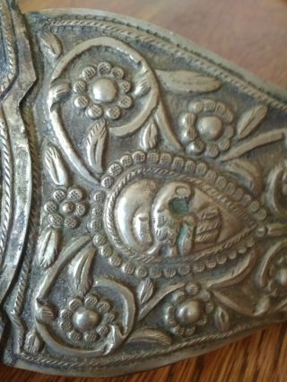 Authentic Huge Balkan Folklore Handmade Silver Jewelry Belt Buckle PAFTA 1900 6