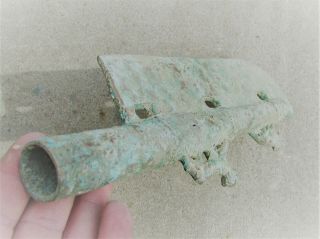 EXTREMELY RARE ANCIENT CHINESE HAN DYNASTY HALBERD HEAD WITH BEASTS ON POLE 3