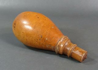 1800 ' s Pre Civil War Turned Fruitwood Treen Gun Black Powder Flask Measure Cup 3
