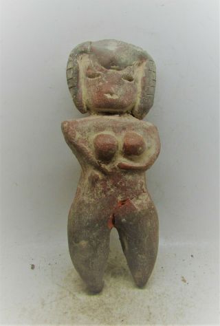 Scarce Ancient Pre - Columbian Mayan Terracotta Diety Idol 700 - 800ad