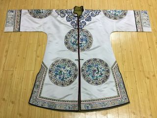 Antique vintage Chinese hand embroidered silk robe dress coat embroidery 4