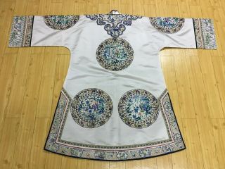 Antique vintage Chinese hand embroidered silk robe dress coat embroidery 5