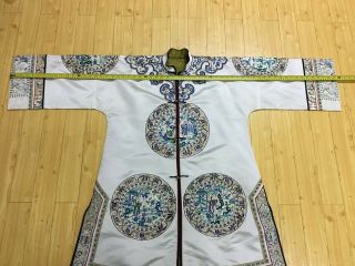 Antique vintage Chinese hand embroidered silk robe dress coat embroidery 8