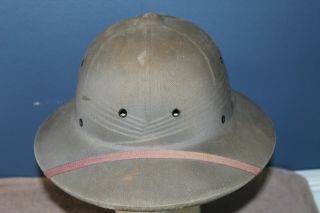 Ww2 U.  S.  Navy (usn) Gray Fiber Pith Helmet With Headband And Chinstrap