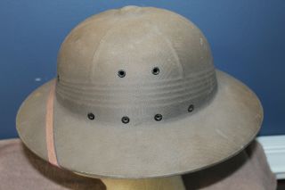 WW2 U.  S.  Navy (USN) Gray Fiber Pith Helmet with Headband and Chinstrap 3