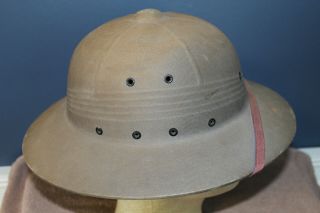WW2 U.  S.  Navy (USN) Gray Fiber Pith Helmet with Headband and Chinstrap 5