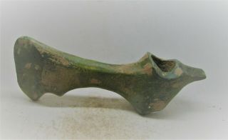 Scarce Circa 900 - 1100ad Viking Era Nordic Bronze Axe Head Serpent Shaped Axe