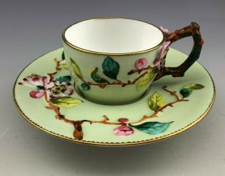 RARE Antique E J D Bodley Trembleuse Chocolate Cup & Saucer c.  1875 2