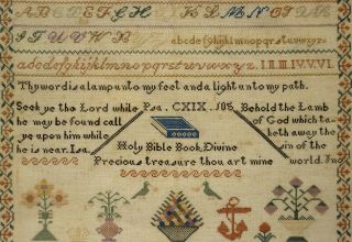MID/LATE 19TH CENTURY MOTIF & QUOTATION SAMPLER BY JANE UNDERHILL AGE 9 - c.  1869 10