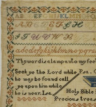 MID/LATE 19TH CENTURY MOTIF & QUOTATION SAMPLER BY JANE UNDERHILL AGE 9 - c.  1869 6