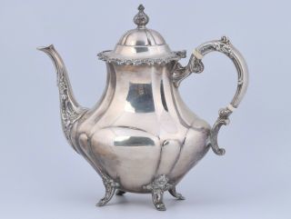 Vintage Reed & Barton Sterling Silver Georgian Rose Coffee Tea Pot 670 2