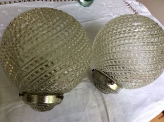 Gorgeous Art Deco Clear Glass Bobbly Light Shades