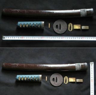 Antique Japanese KOSHIRAE Wakizashi Tsuka Tsuba Saya Katana Samurai sword Edo 12