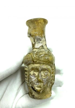 Rare Ancient Roman Ca.  200ad Janus Double Head Glass Flask - R37