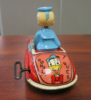 VINTAGE MARX WALT DISNEY PRODUCTIONS TIN LITHO WIND UP DONALD DUCK CAR 2