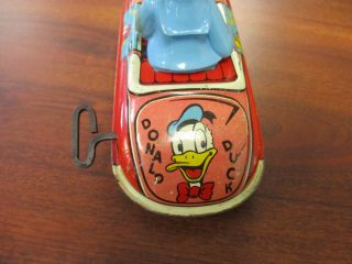 VINTAGE MARX WALT DISNEY PRODUCTIONS TIN LITHO WIND UP DONALD DUCK CAR 5