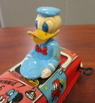 VINTAGE MARX WALT DISNEY PRODUCTIONS TIN LITHO WIND UP DONALD DUCK CAR 6