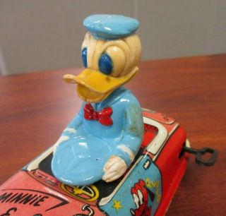 VINTAGE MARX WALT DISNEY PRODUCTIONS TIN LITHO WIND UP DONALD DUCK CAR 7