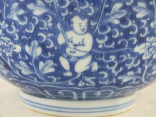 KANGXI 1662 - 1722 CHINESE PORCELAIN BLUE AND WHITE BOYS BOWL 4