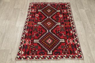 Persian Lori 3x5 Wool Hand - Knotted Geometric Tribal Oriental Foyer Rug Red 11
