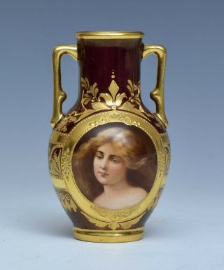 Royal Vienna Portrait Cabinet Vase - Hand Painted - Finest Quality - Circa 1910