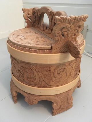 Big Norwegian Carved Grautamber Or Tine Box Norway Signed